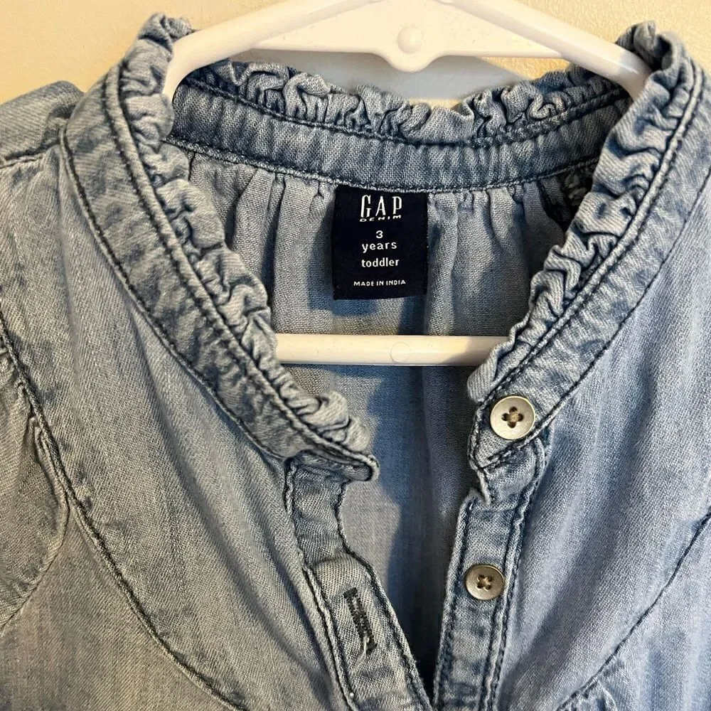 *3/$20* Gap Chambray ruffle swing top toddler 3T